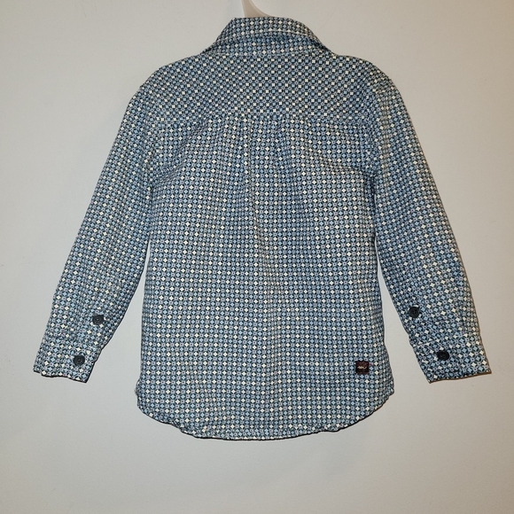 💠 TEA Blue Green Geometric Print Cotton Button Down Shirt Toddler Boys Size 2 - Picture 2 of 6